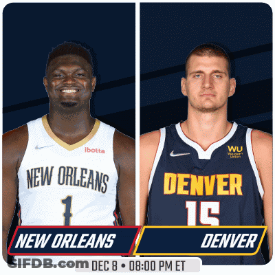 Two Basketball Players From New Orleans And Denver On Poster GIF