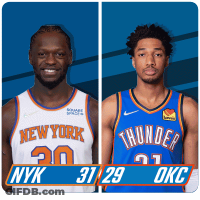 Two Basketball Players From New York And OKC GIF