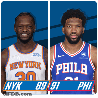 Two Basketball Players From New York And Philadelphia GIF