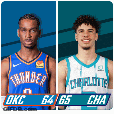 Two Basketball Players From Okc And Charlotte GIF