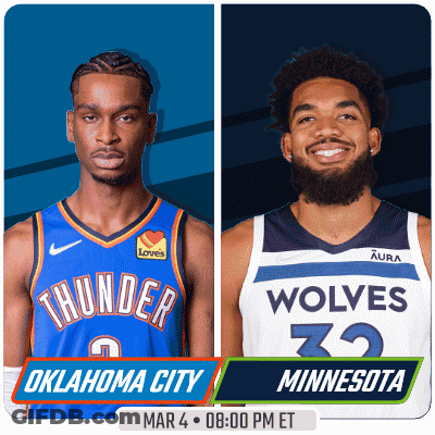 Two Basketball Players From Oklahoma City And Minnesota Are On Display GIF