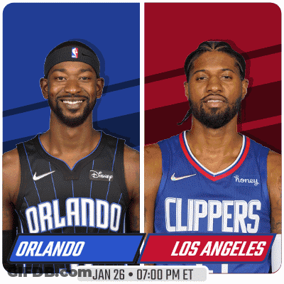 Two Basketball Players From Orlando And Los Angeles GIF