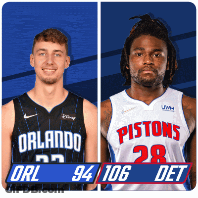 Two Basketball Players From Orlando And Pistons GIF