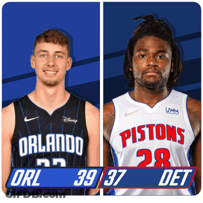 Two Basketball Players From Orlando And Pistons GIF