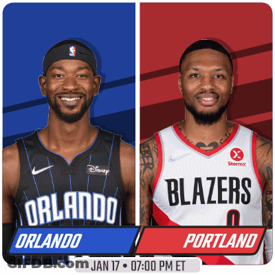 Two Basketball Players From Orlando And Portland GIF
