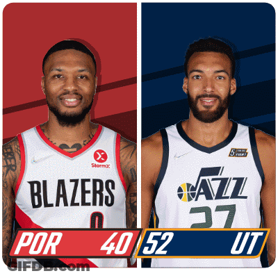 Two Basketball Players From The Blazers And The Jazz GIF