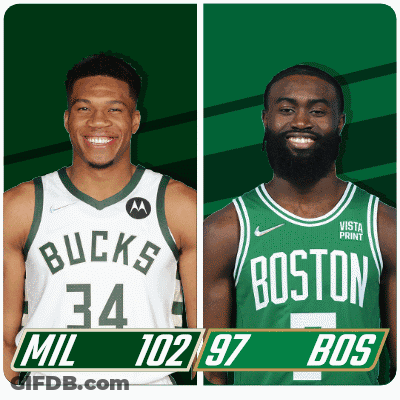 Two Basketball Players From The Bucks And Boston GIF