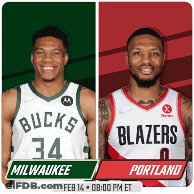 Two Basketball Players From The Bucks And The Blazers GIF