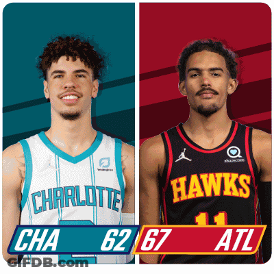Two Basketball Players From The Charlotte Hornets And The Hawks GIF