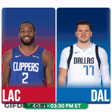 Two Basketball Players From The Clippers And Dallas Are Shown GIF