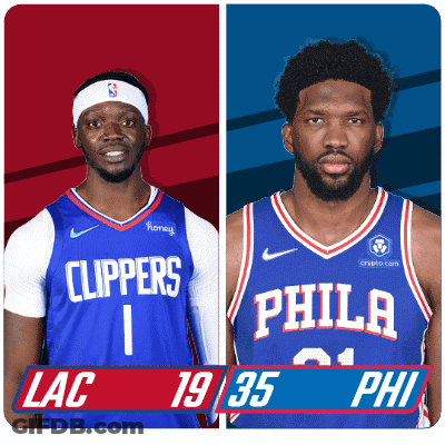 Two Basketball Players From The Clippers And Philadelphia GIF