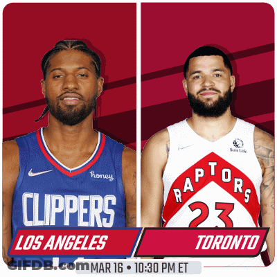 Two Basketball Players From The Clippers And Raptors GIF