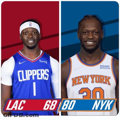 Two Basketball Players From The Clippers And The New York Knicks GIF