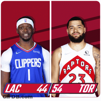 Two Basketball Players From The Clippers And The Raptors GIF
