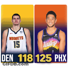 Two Basketball Players From The Denver Nuggets And Phoenix Suns GIF