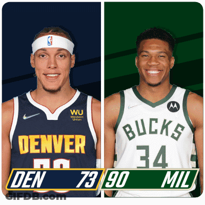 Two Basketball Players From The Denver Nuggets And The Milwaukee Bucks GIF