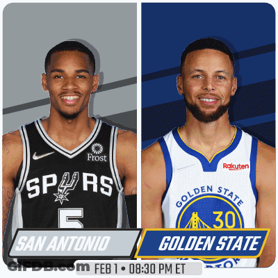 Two Basketball Players From The Golden State Warriors And San Antonio Spurs GIF