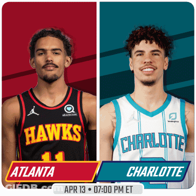Two Basketball Players From The Hawks And Charlotte Are Shown GIF