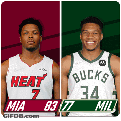 Two Basketball Players From The Heat And Bucks GIF