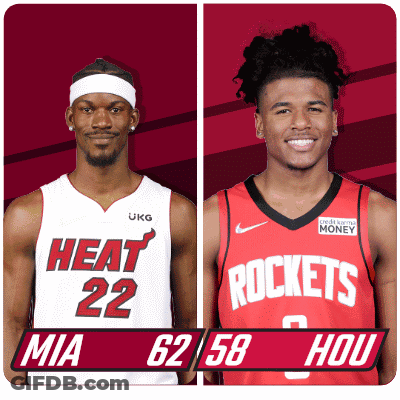Two Basketball Players From The Heat And The Rockets GIF