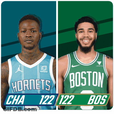 Two Basketball Players From The Hornets And Boston GIF