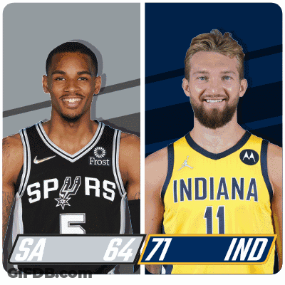 Two Basketball Players From The Indiana Pacers And The San Antonio Spurs GIF