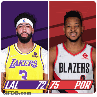 Two Basketball Players From The Lakers And Blazers GIF