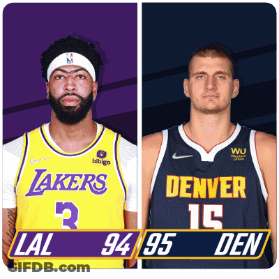 Two Basketball Players From The Lakers And Denver GIF