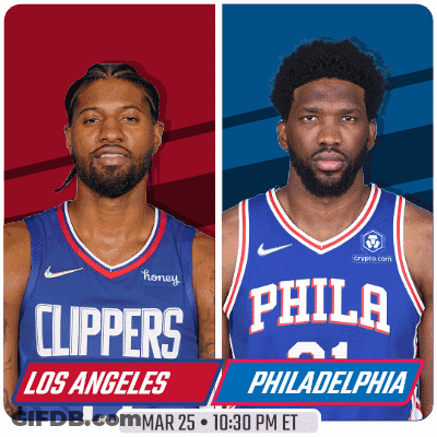 Two Basketball Players From The Los Angeles Clippers And Philadelphia 76Ers GIF