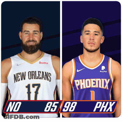 Two Basketball Players From The New Orleans And Phoenix GIF