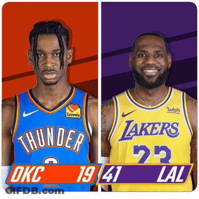 Two Basketball Players From The Okc Thunder And Lakers GIF