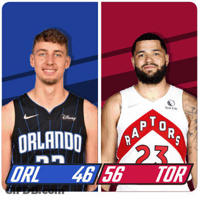 Two Basketball Players From The Orlando Magic And Raptors GIF