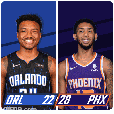 Two Basketball Players From The Orlando Magic And The Phoenix Suns Are Shown GIF