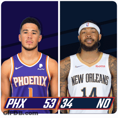 Two Basketball Players From The Phoenix Suns And New Orleans GIF