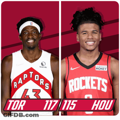Two Basketball Players From The Raptors And Rockets GIF