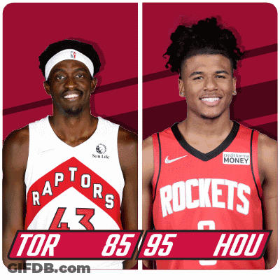Two Basketball Players From The Raptors And Rockets GIF
