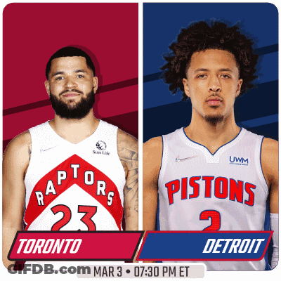 Two Basketball Players From The Raptors And The Pistons GIF