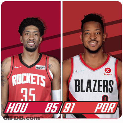 Two Basketball Players From The Rockets And Blazers GIF