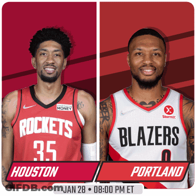Two Basketball Players From The Rockets And Blazers GIF