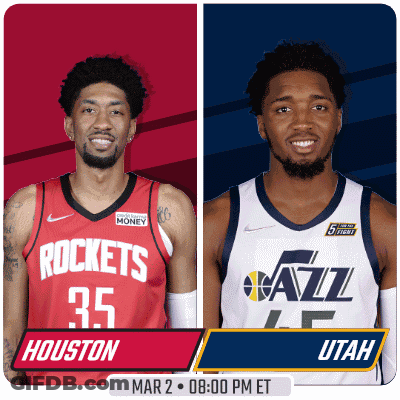 Two Basketball Players From The Rockets And Jazz GIF