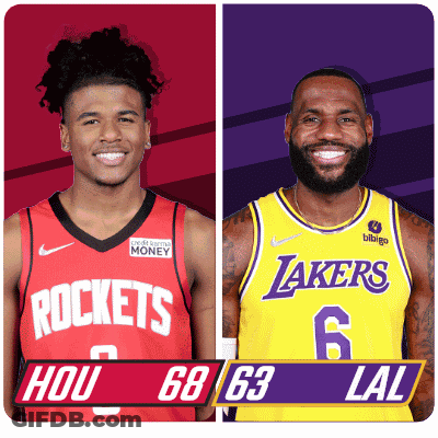 Two Basketball Players From The Rockets And Lakers GIF