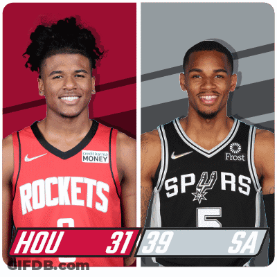 Two Basketball Players From The Rockets And Spurs GIF