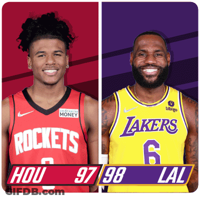 Two Basketball Players From The Rockets And The Lakers GIF