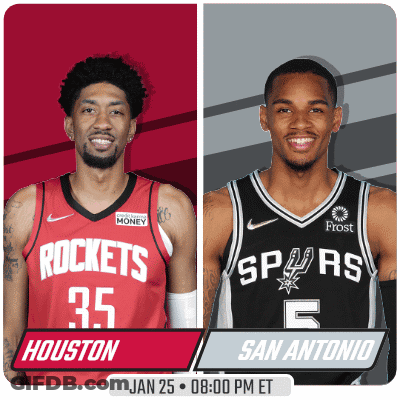 Two Basketball Players From The Rockets And The Spurs Are Shown GIF