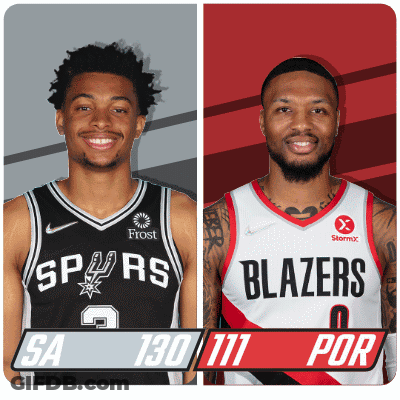 Two Basketball Players From The Spurs And Blazers GIF