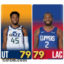 Two Basketball Players From The Utah Jazz And The Clippers Are Shown GIF