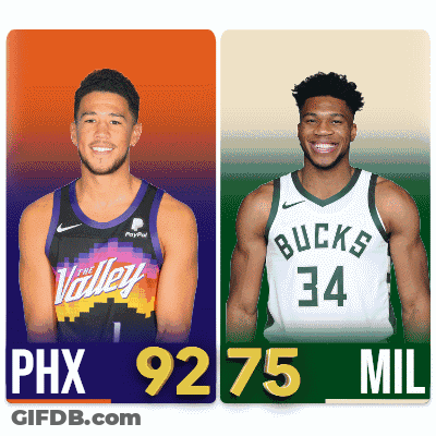 Two Basketball Players From The Valley And The Bucks Are Shown GIF