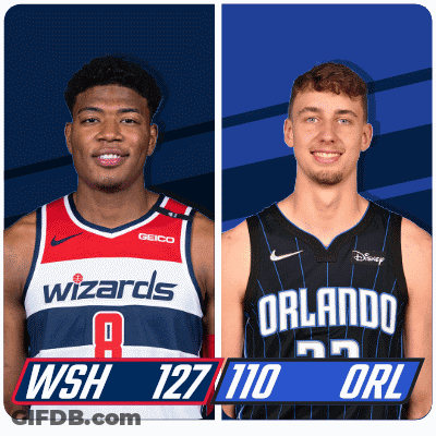 Two Basketball Players From The Wizards And Orlando GIF