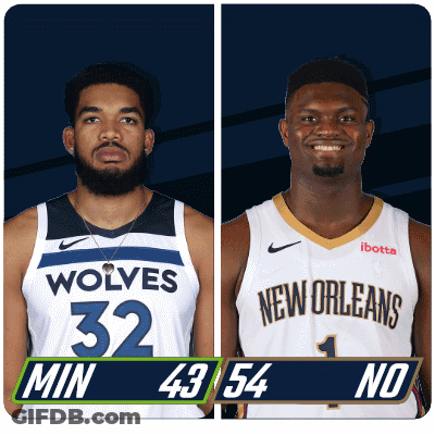 Two Basketball Players From The Wolves And The New Orleans GIF