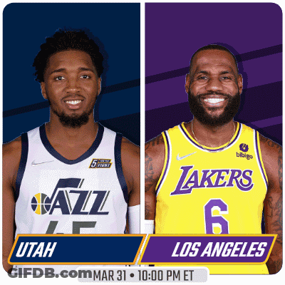 Two Basketball Players From Utah And Los Angeles GIF